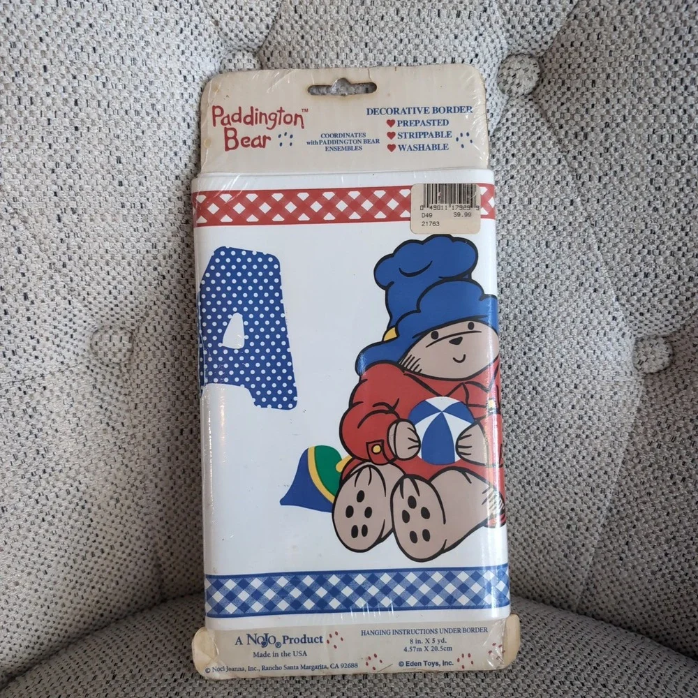 Vintage Paddington Bear Wall Border White Alphabet 110-WB 13698 5 yards NOS NoJo